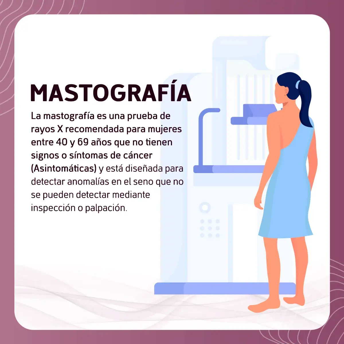 Mastografía prueba de rayos X La mastografía expone a los senos en una máquina que produce rayos X.